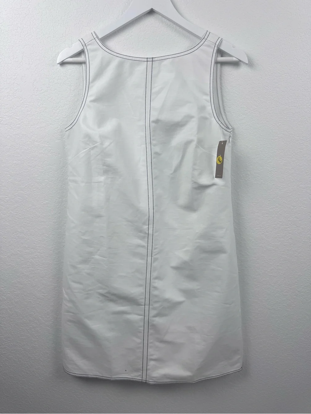 J.Crew Contrast-Stitch Billie Mini Dress in Double Cotton Poplin White CV888